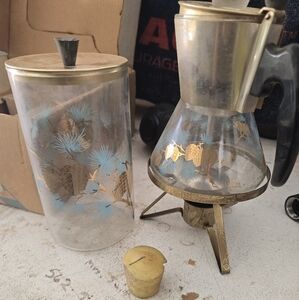 Source Unknown Gold and Blue Coffee Set